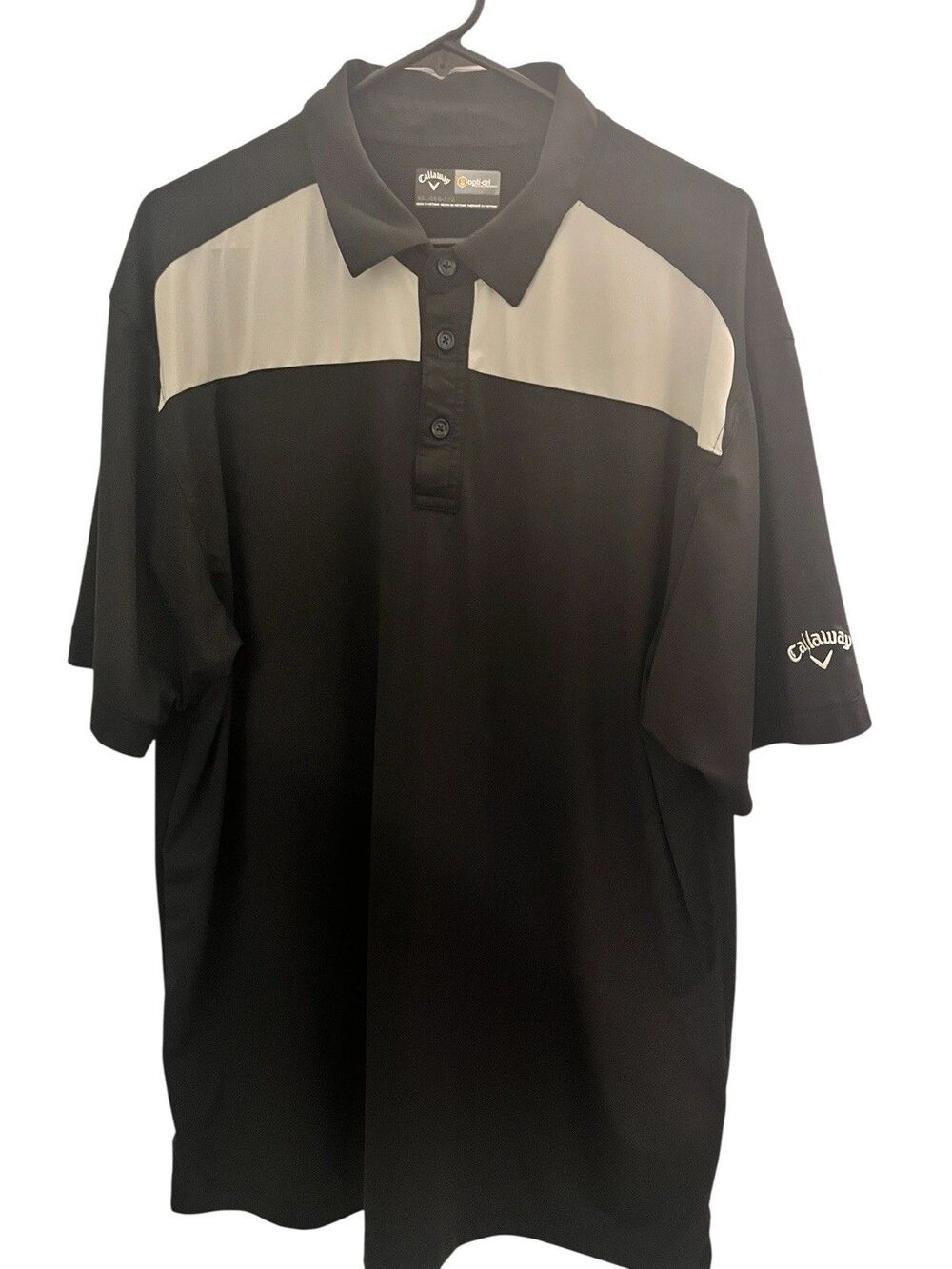 Callaway Opti-Dri Moisture Wicking Colorblock Golf Polo Shirt Black Gray XXL